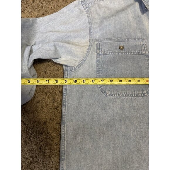 HARLEY DAVIDSON Vtg Button Down Shirt Denim Chambray Faded Motorcycle Biker XL - Picture 9 of 14
